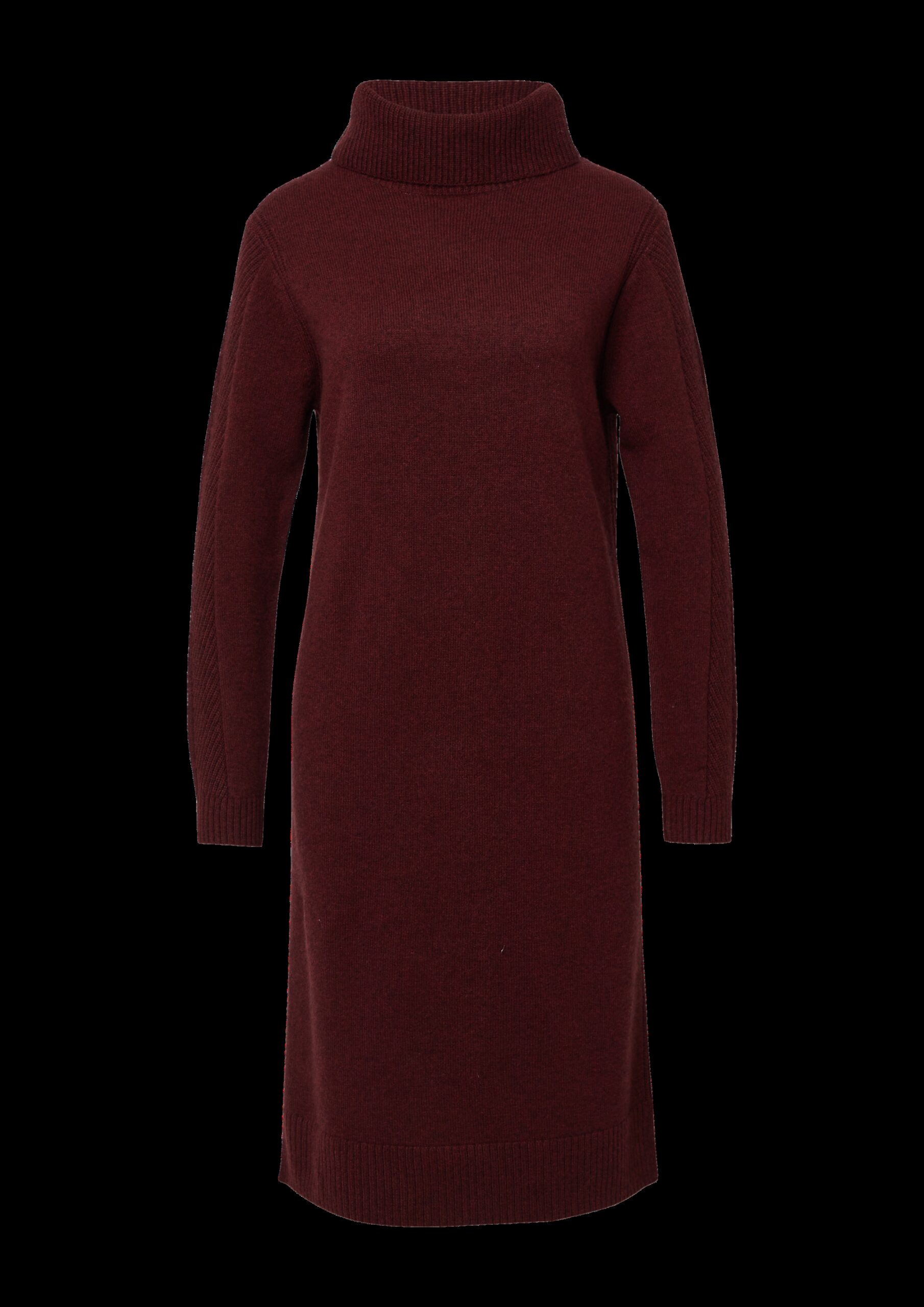 Gestricktes Midikleid mit Rollkragen und Ajourdetails