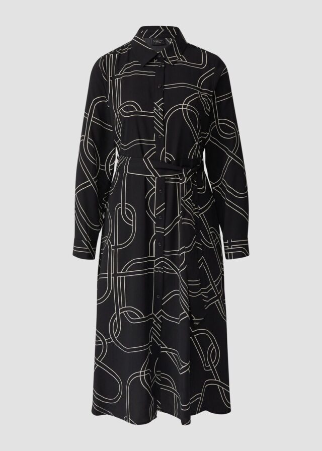 Hemdblusenkleid mit Eingrifftaschen und Bindegürtel