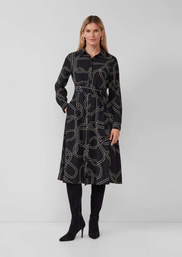 Hemdblusenkleid mit Eingrifftaschen und Bindegürtel