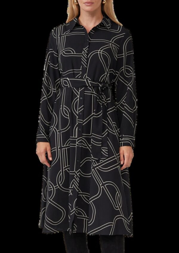 Hemdblusenkleid mit Eingrifftaschen und Bindegürtel