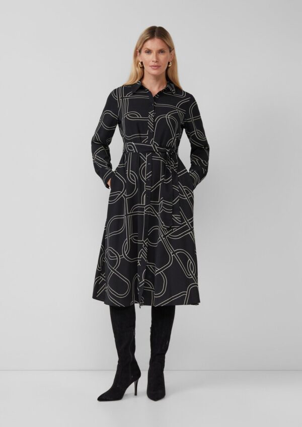 Hemdblusenkleid mit Eingrifftaschen und Bindegürtel