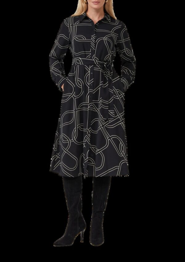 Hemdblusenkleid mit Eingrifftaschen und Bindegürtel