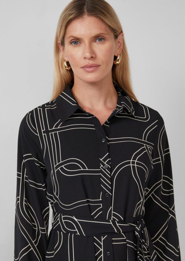 Hemdblusenkleid mit Eingrifftaschen und Bindegürtel