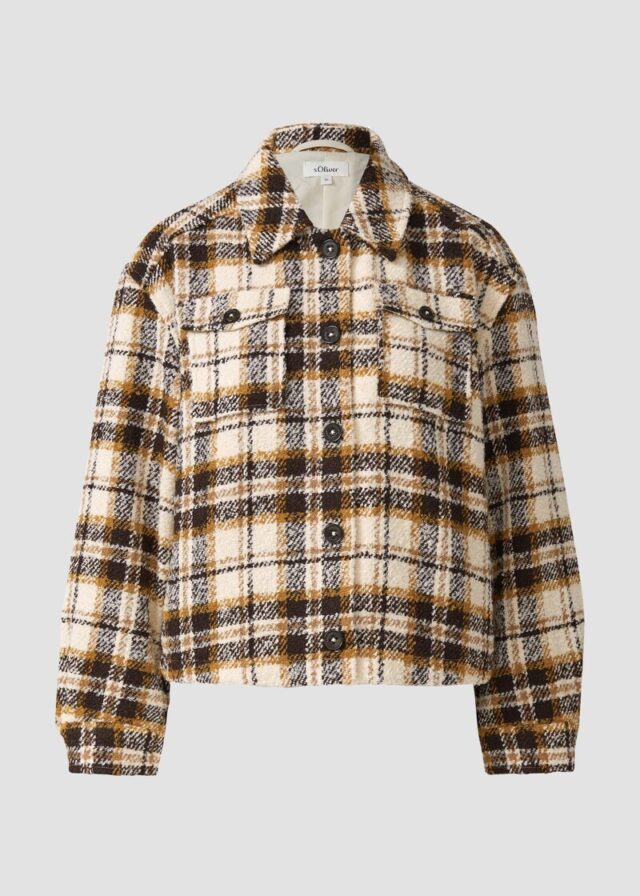 Verkürzte Karo-Jacke aus Bouclé