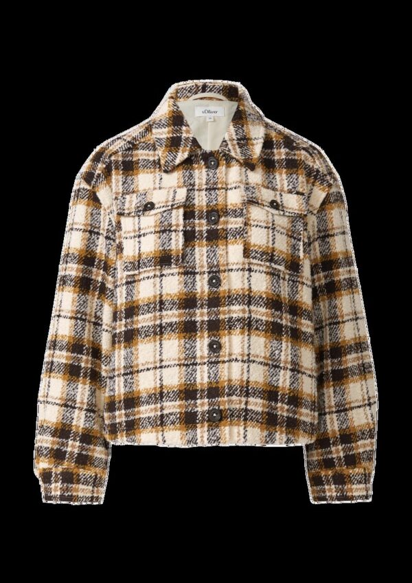 Verkürzte Karo-Jacke aus Bouclé