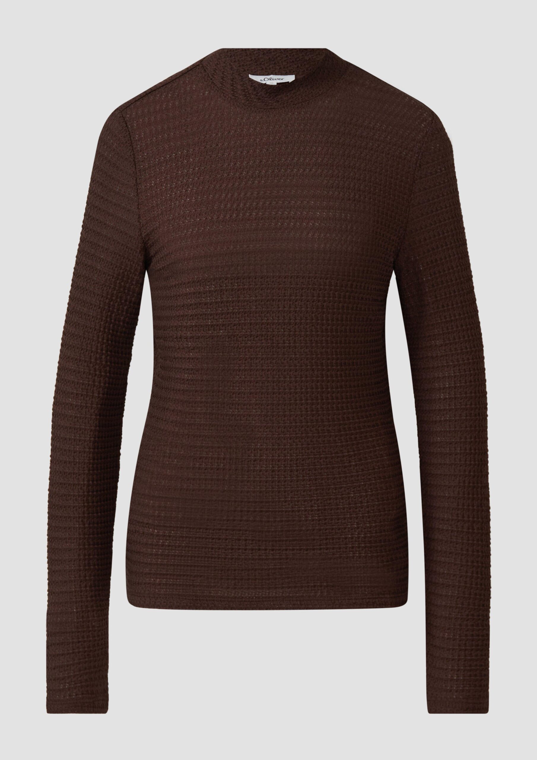 Longsleeve mit offener Struktur im Slim-Fit