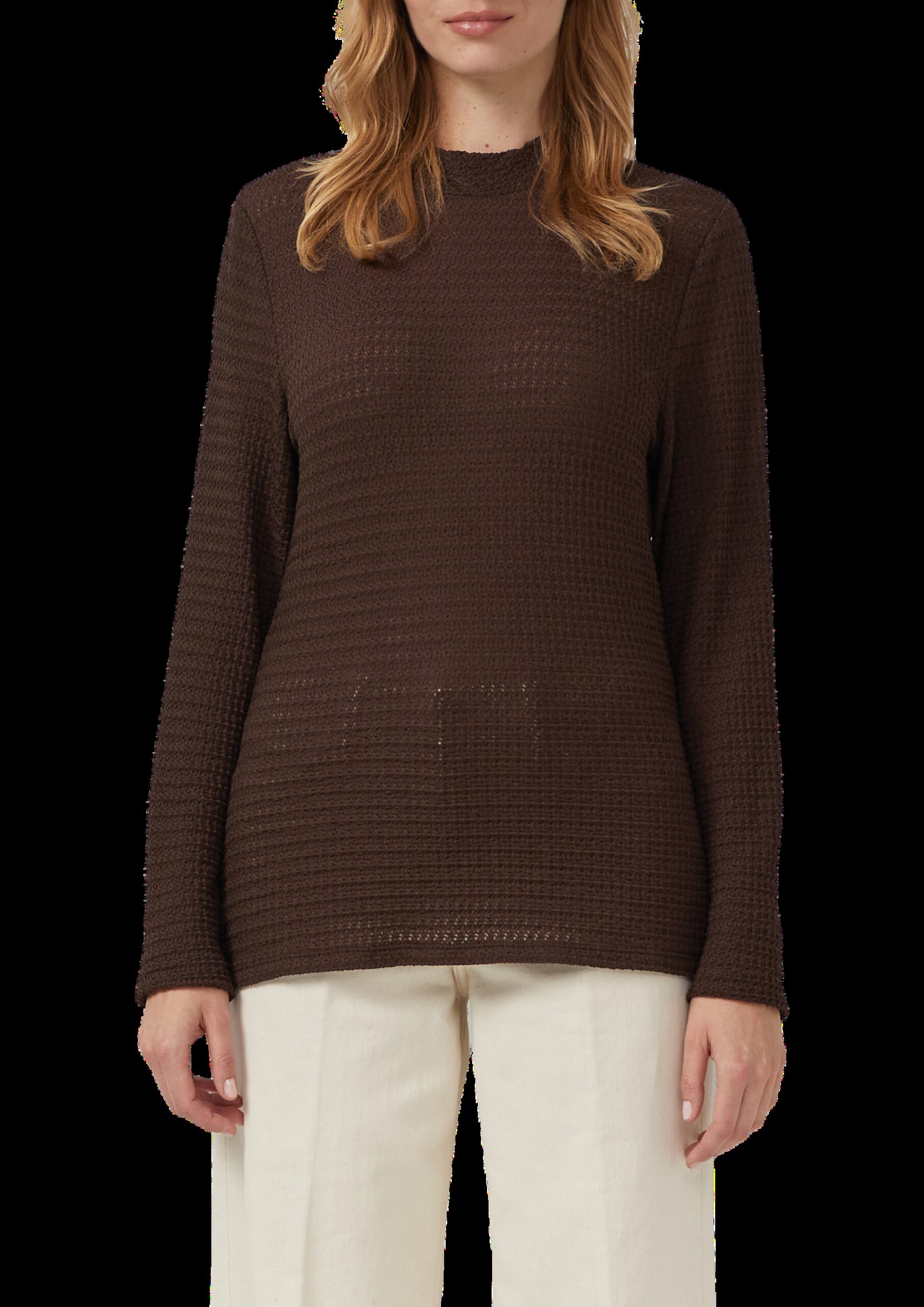 Longsleeve mit offener Struktur im Slim-Fit