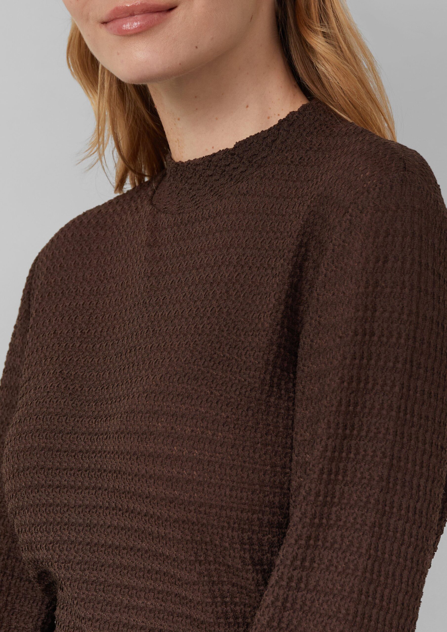 Longsleeve mit offener Struktur im Slim-Fit