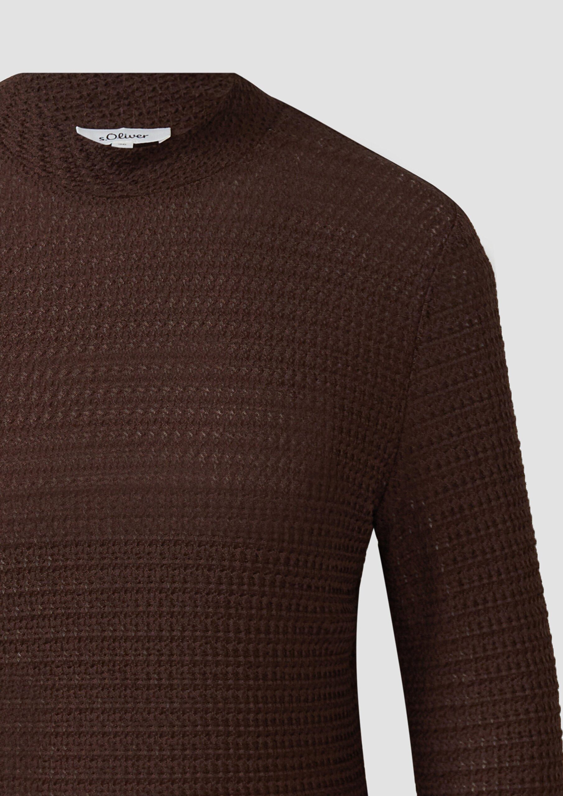 Longsleeve mit offener Struktur im Slim-Fit