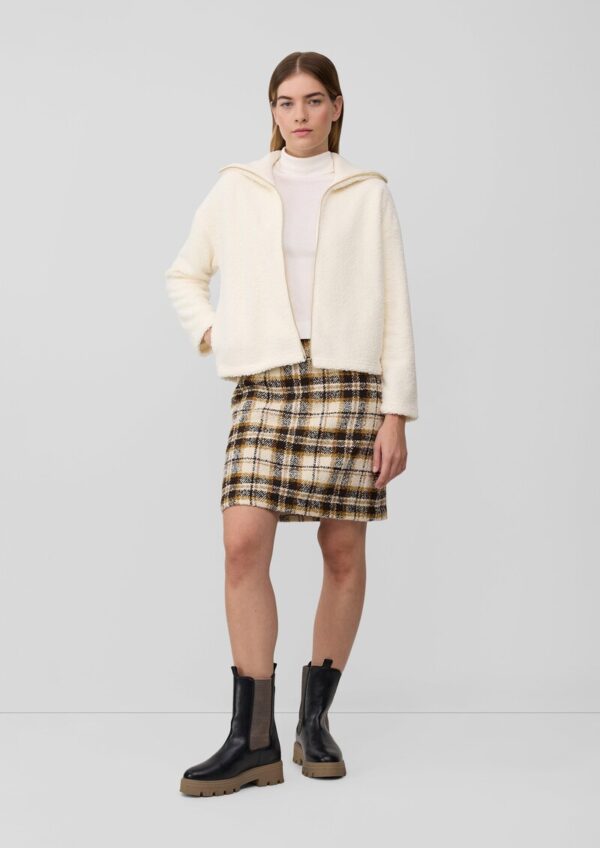 Leichte Teddyplüsch-Jacke mit Strickkragen