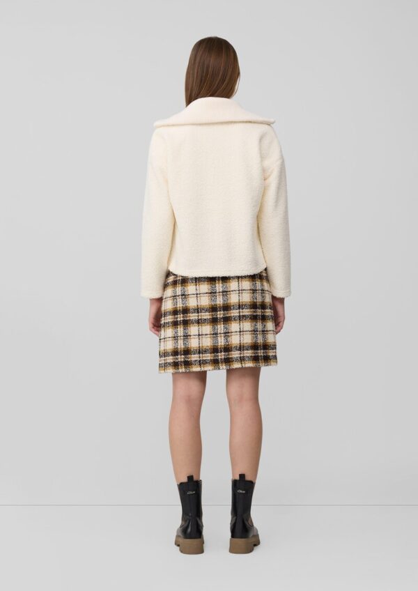 Leichte Teddyplüsch-Jacke mit Strickkragen