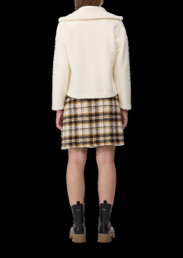 Leichte Teddyplüsch-Jacke mit Strickkragen