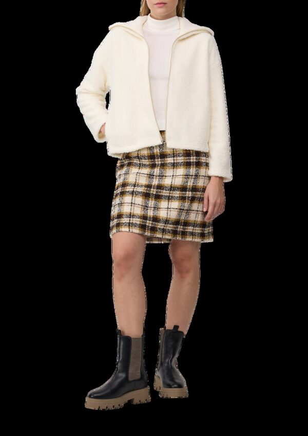 Leichte Teddyplüsch-Jacke mit Strickkragen