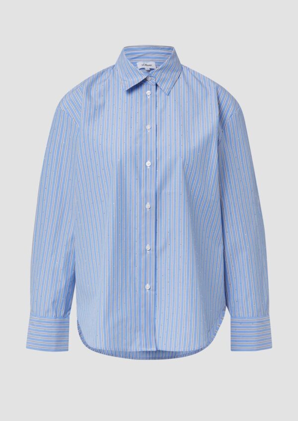 Hemdbluse im Relaxed Fit mit Streifen und Schmucksteinen