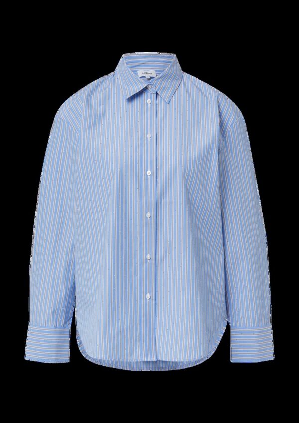 Hemdbluse im Relaxed Fit mit Streifen und Schmucksteinen