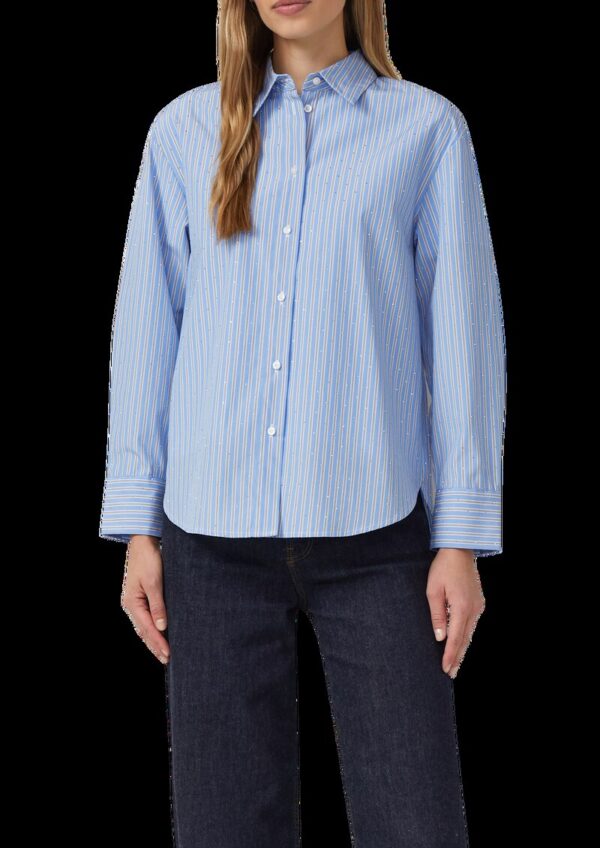 Hemdbluse im Relaxed Fit mit Streifen und Schmucksteinen