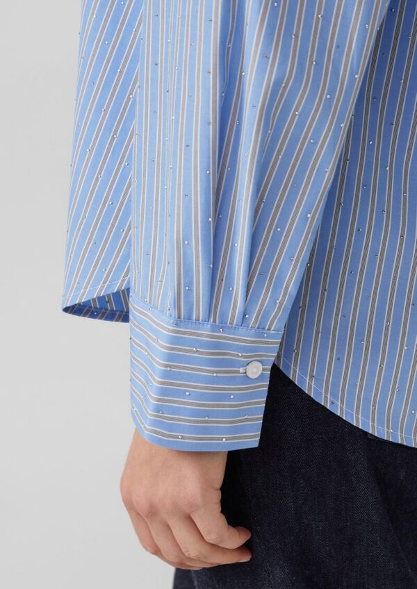 Hemdbluse im Relaxed Fit mit Streifen und Schmucksteinen