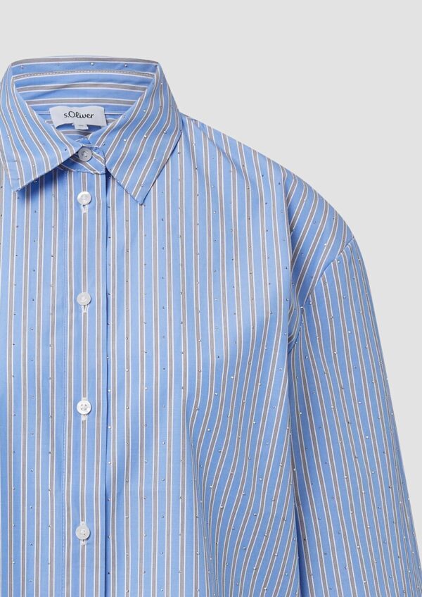 Hemdbluse im Relaxed Fit mit Streifen und Schmucksteinen