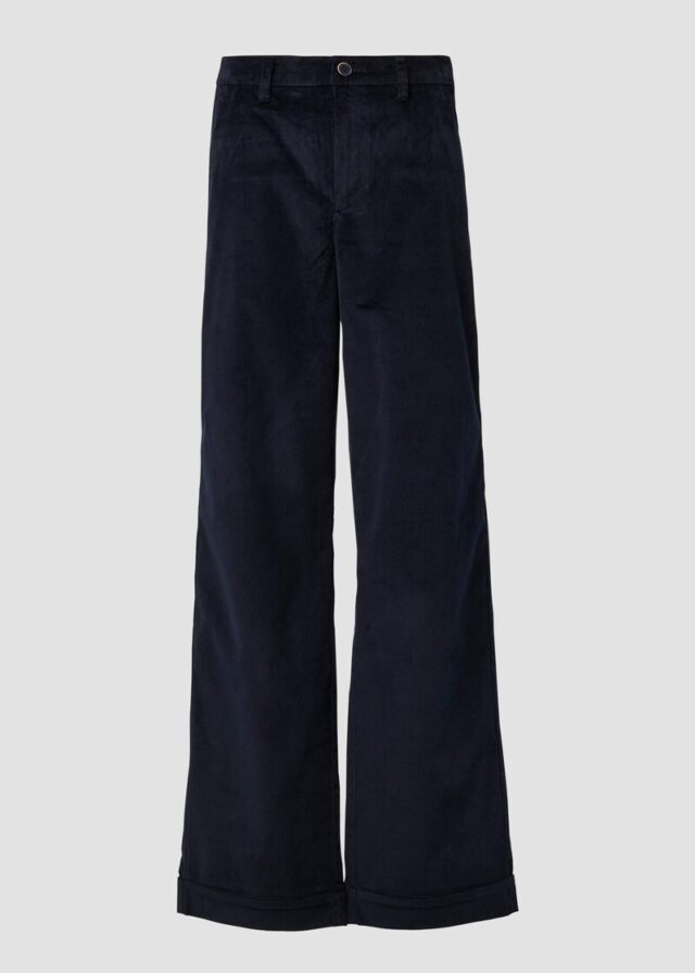 Cordhose mit Wide Leg und fixiertem Umschlag