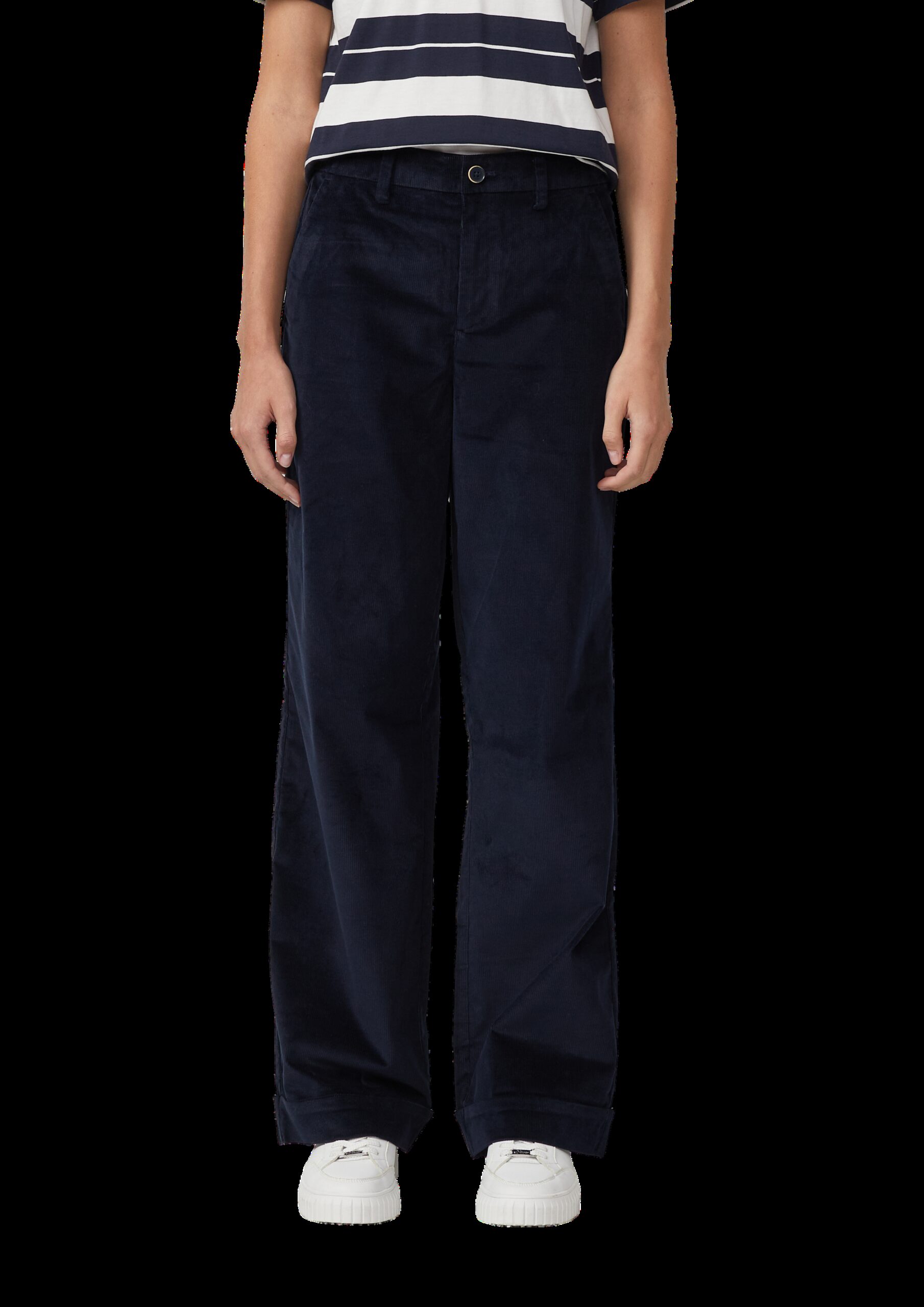 Cordhose mit Wide Leg und fixiertem Umschlag