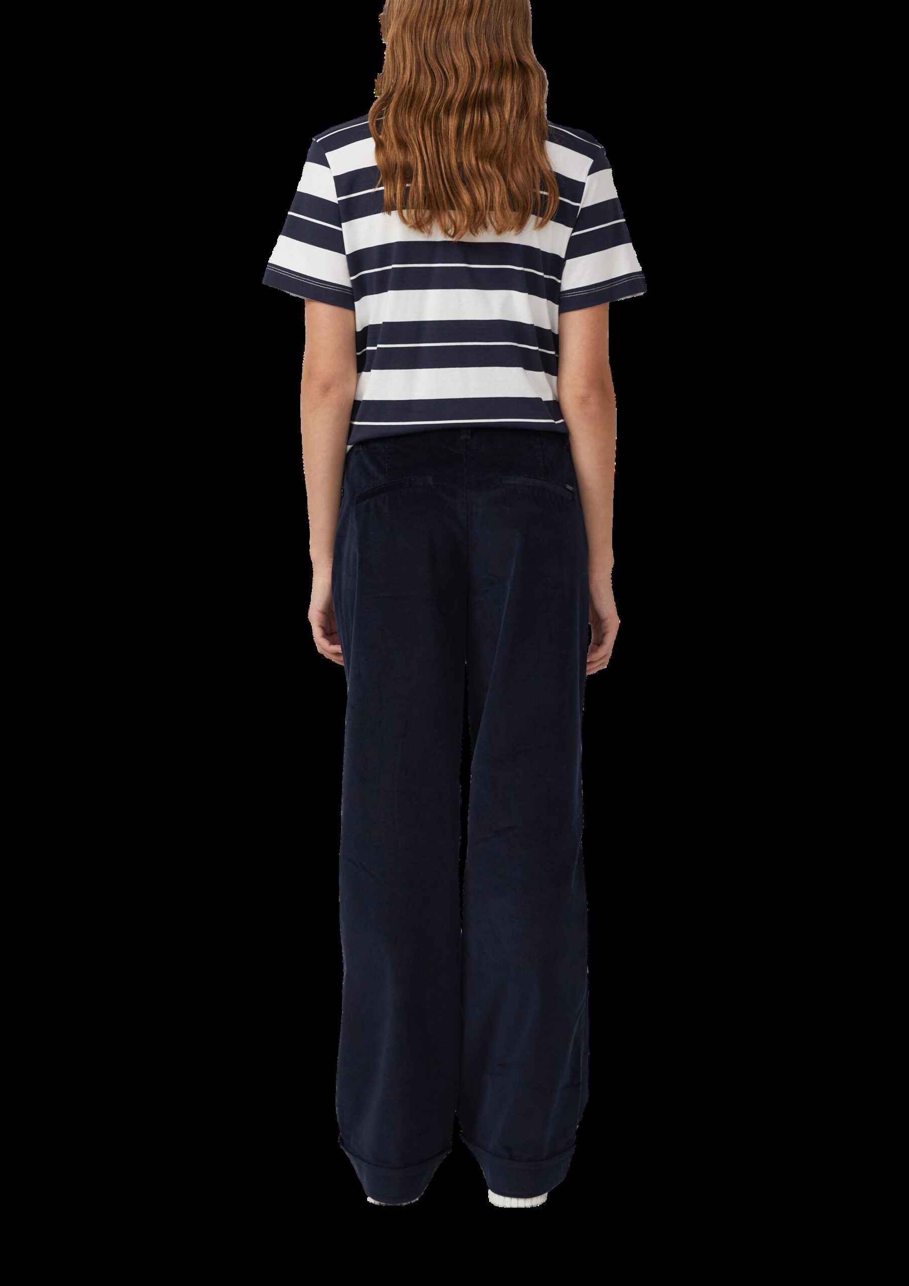 Cordhose mit Wide Leg und fixiertem Umschlag