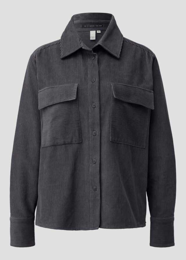 Cord-Overshirt mit Brusttaschen