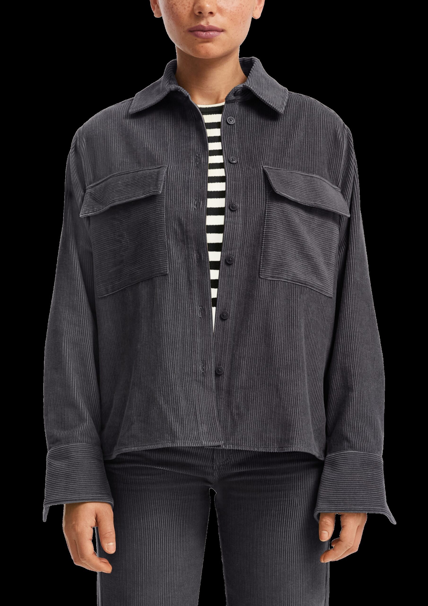 Cord-Overshirt mit Brusttaschen