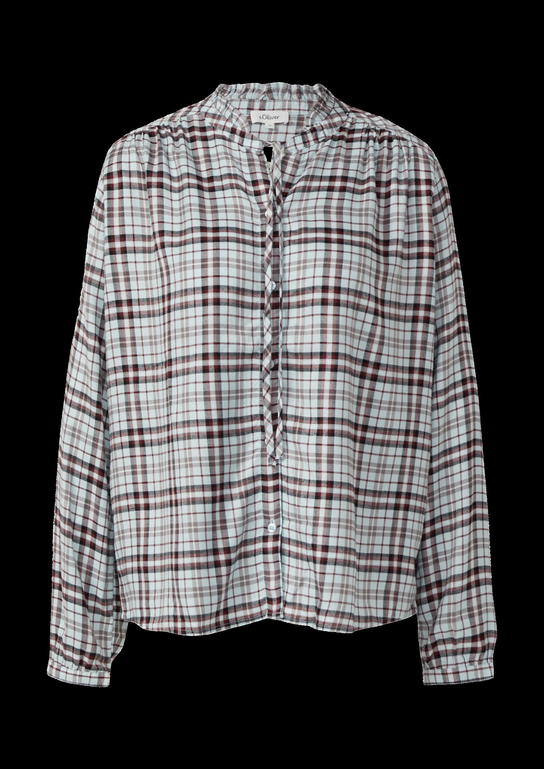 Karierte Hemdbluse im Relaxed Fit mit Rüschenkragen