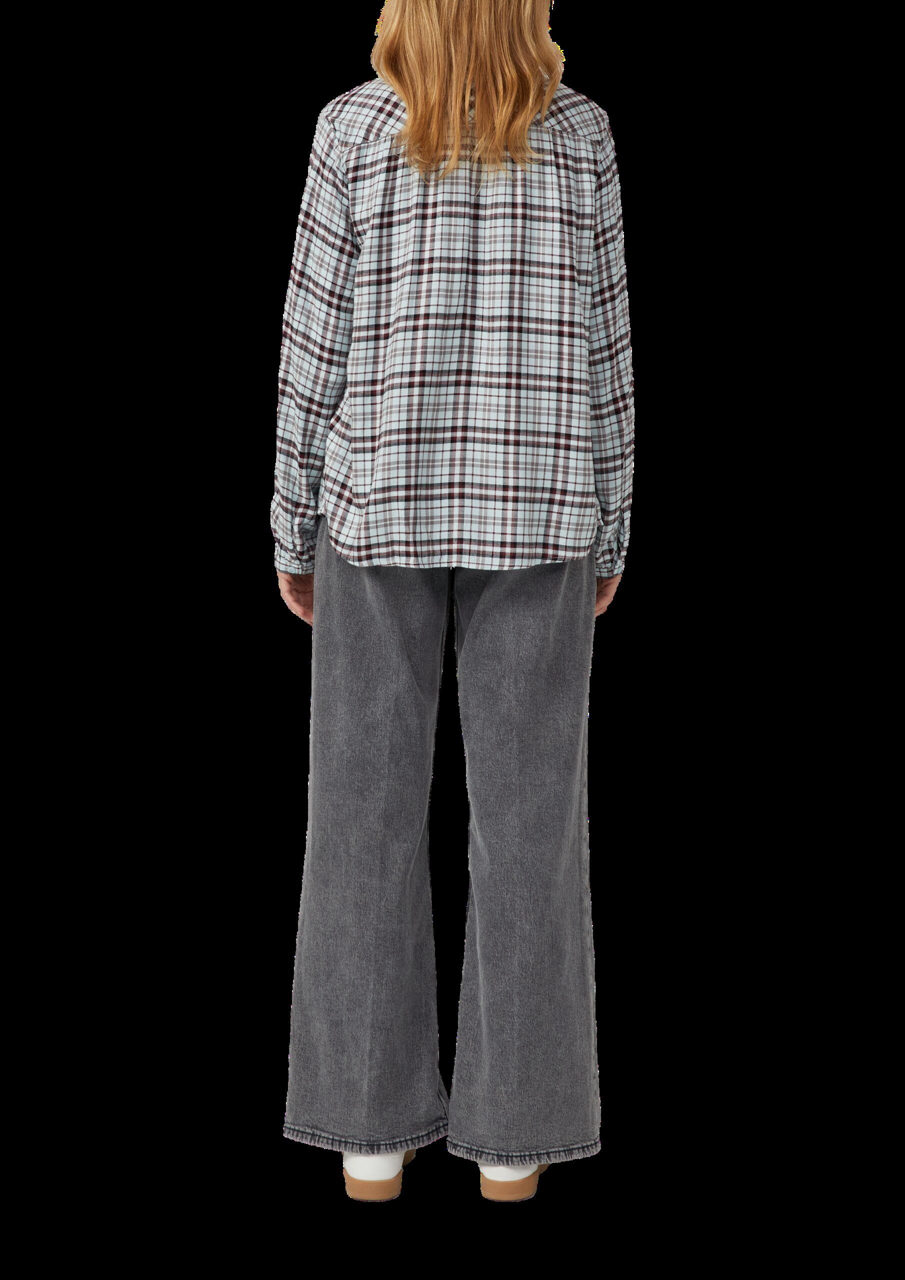 Karierte Hemdbluse im Relaxed Fit mit Rüschenkragen