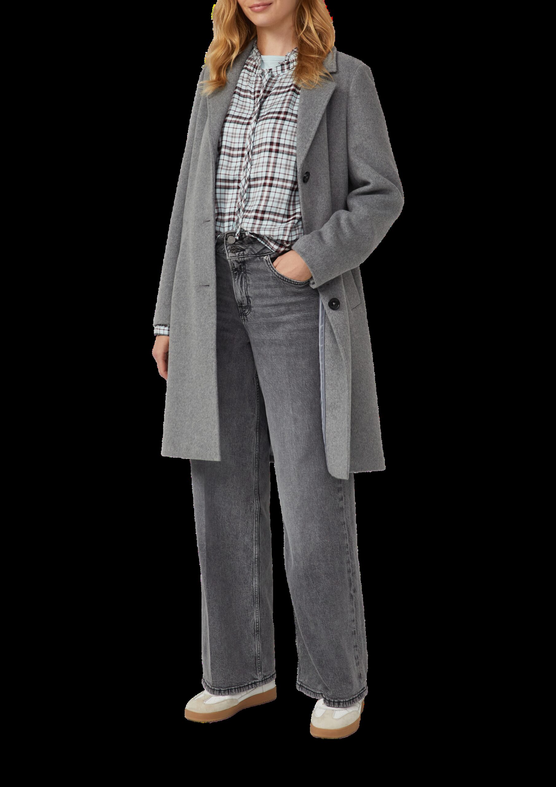 Karierte Hemdbluse im Relaxed Fit mit Rüschenkragen