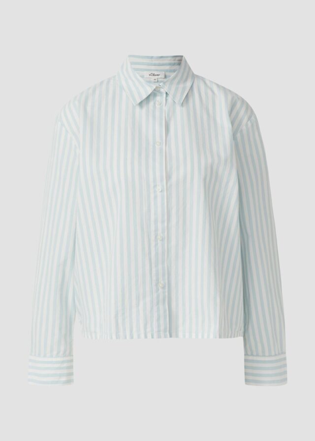 Gestreifte Baumwoll-Bluse mit Smok-Detail