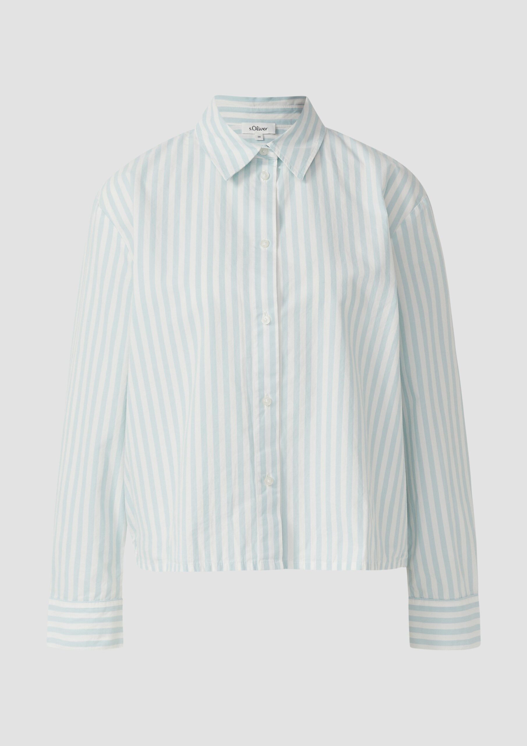 Gestreifte Baumwoll-Bluse mit Smok-Detail