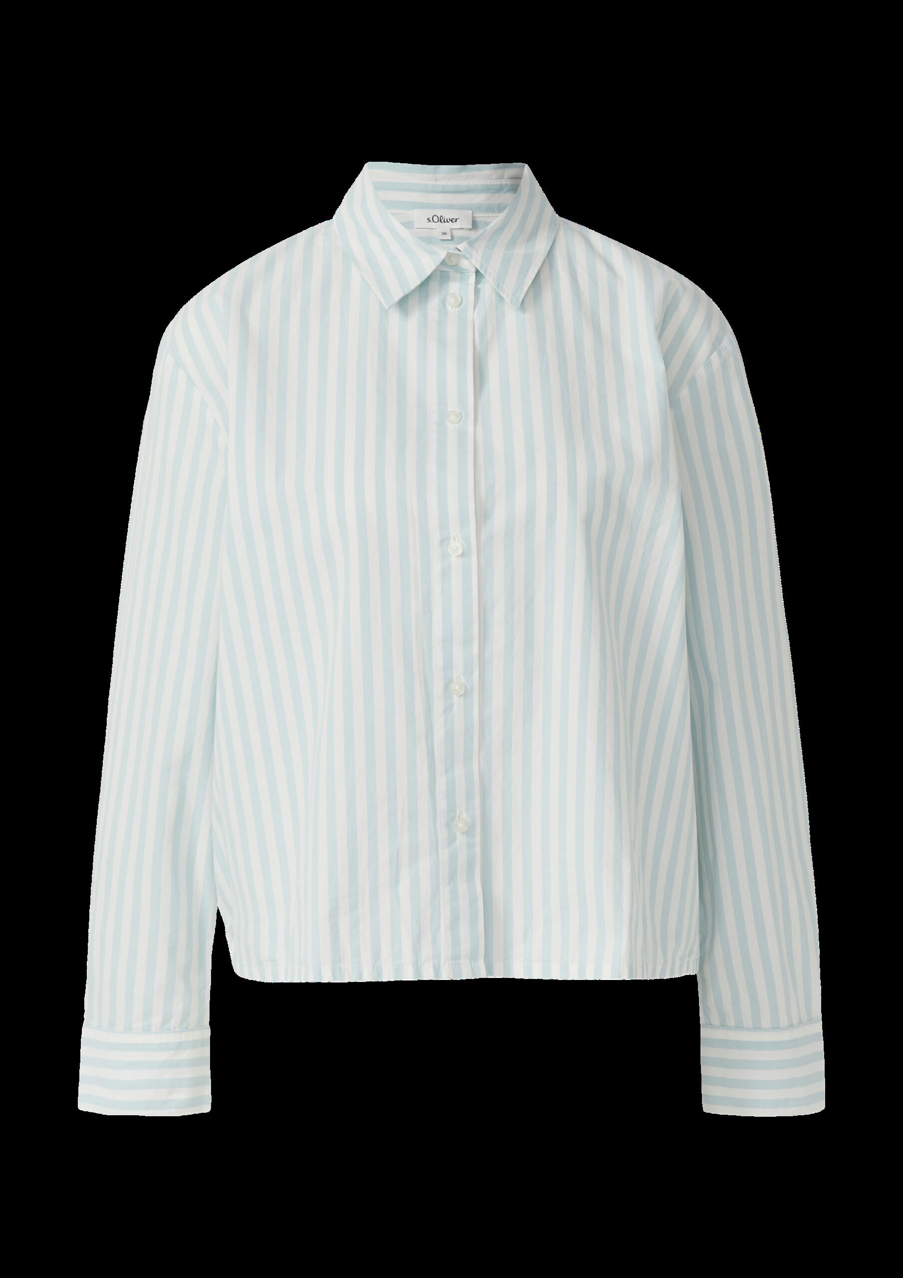 Gestreifte Baumwoll-Bluse mit Smok-Detail