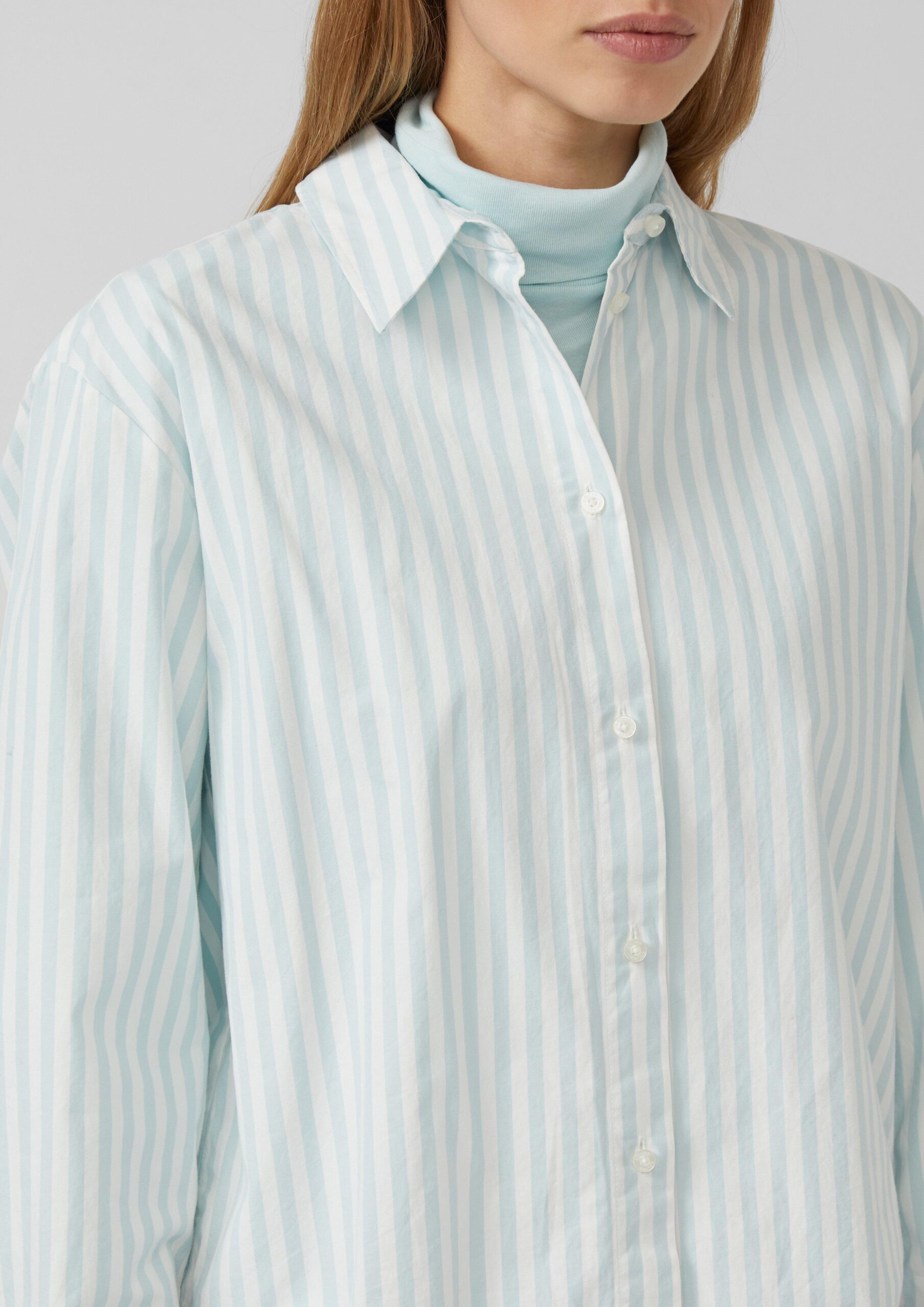 Gestreifte Baumwoll-Bluse mit Smok-Detail