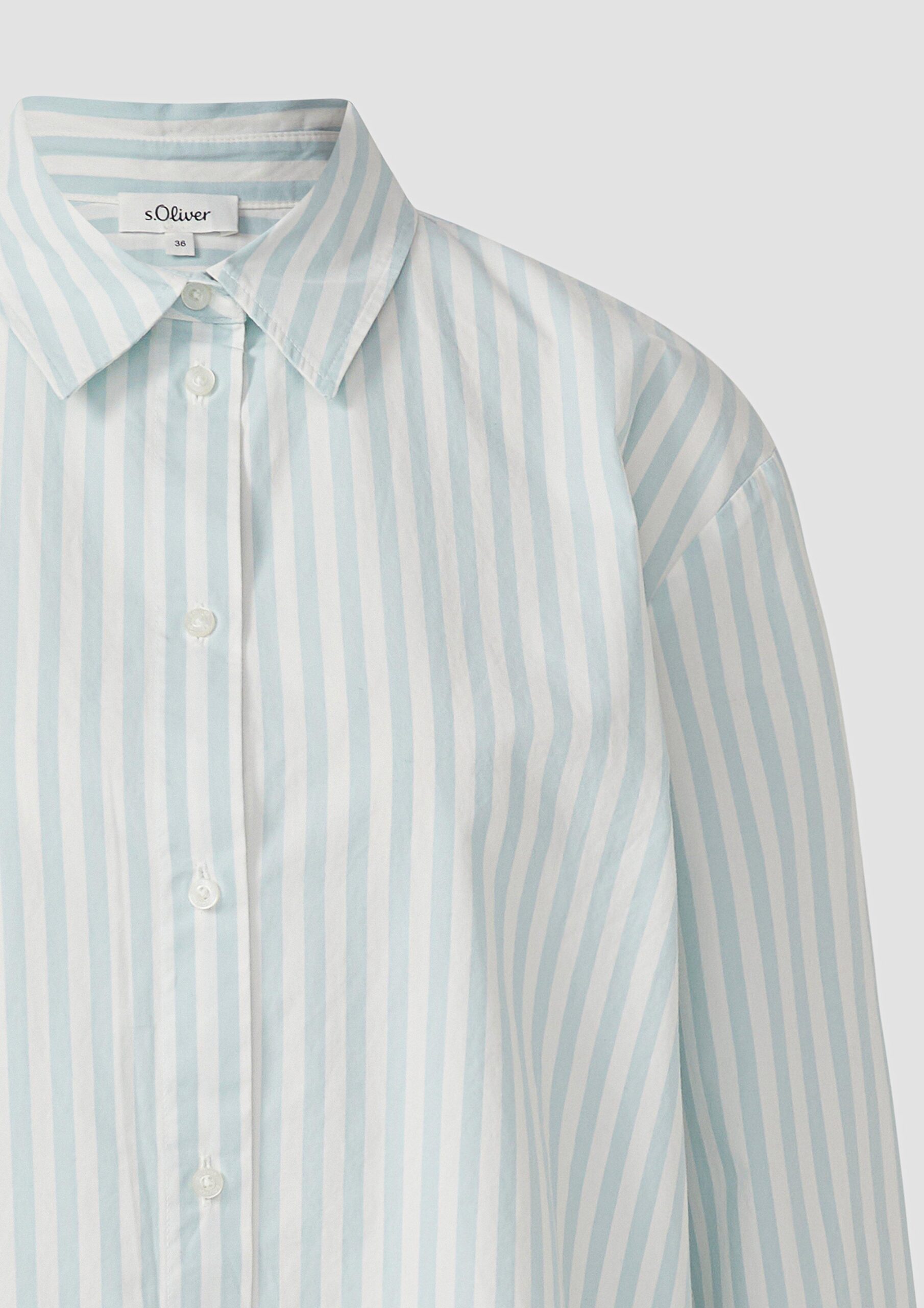 Gestreifte Baumwoll-Bluse mit Smok-Detail