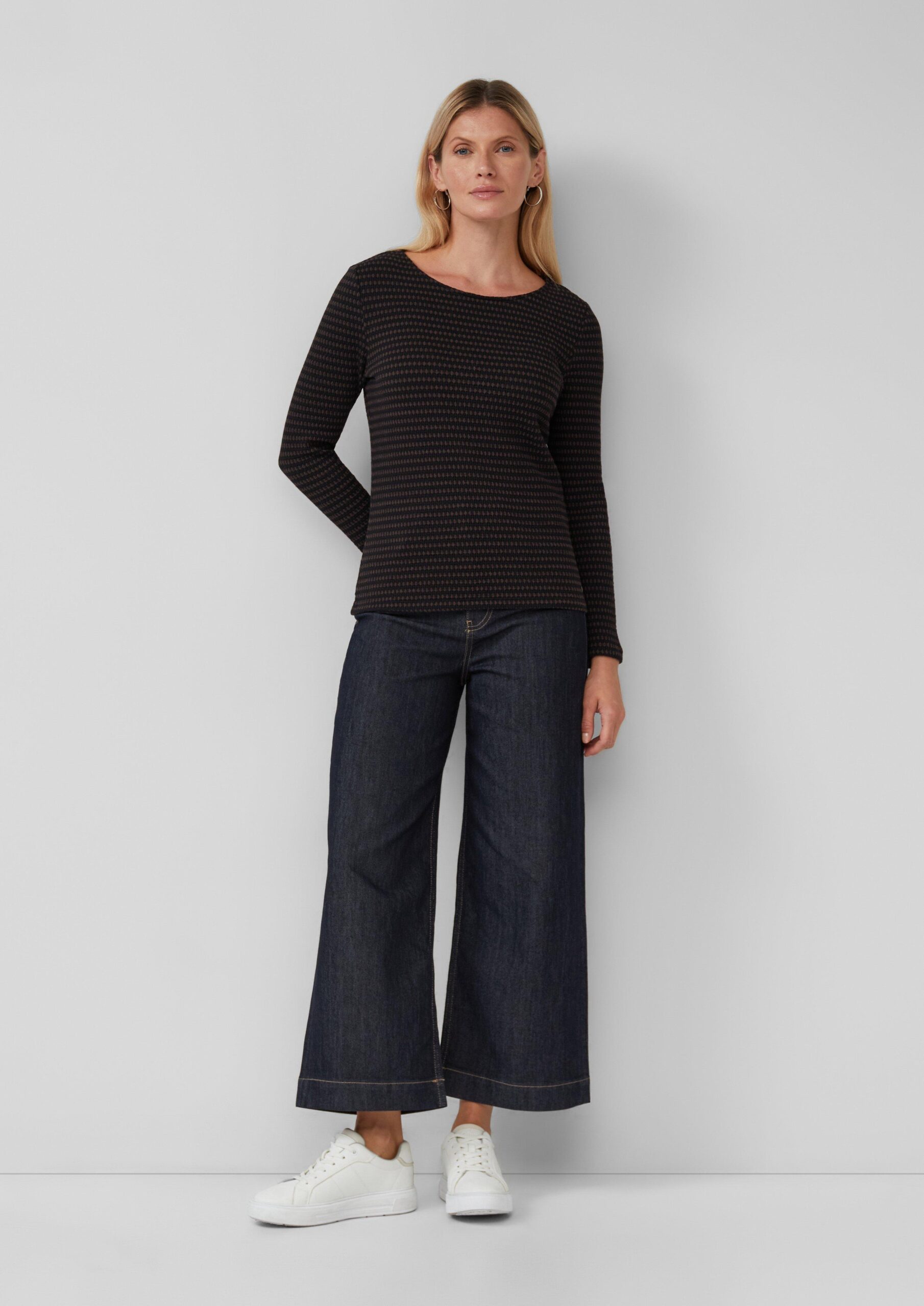 Bicolor-Shirt mit Strukturmuster