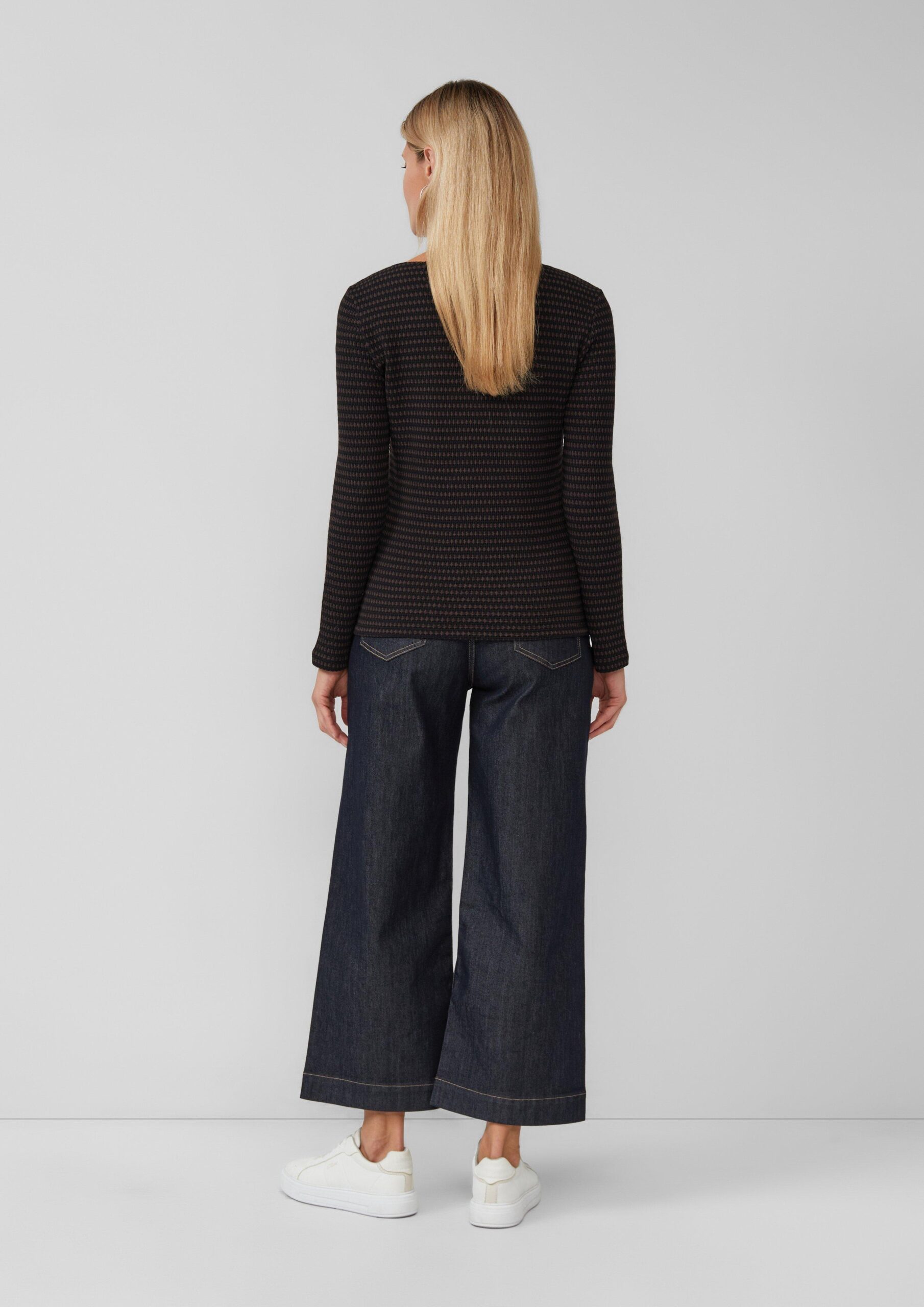 Bicolor-Shirt mit Strukturmuster