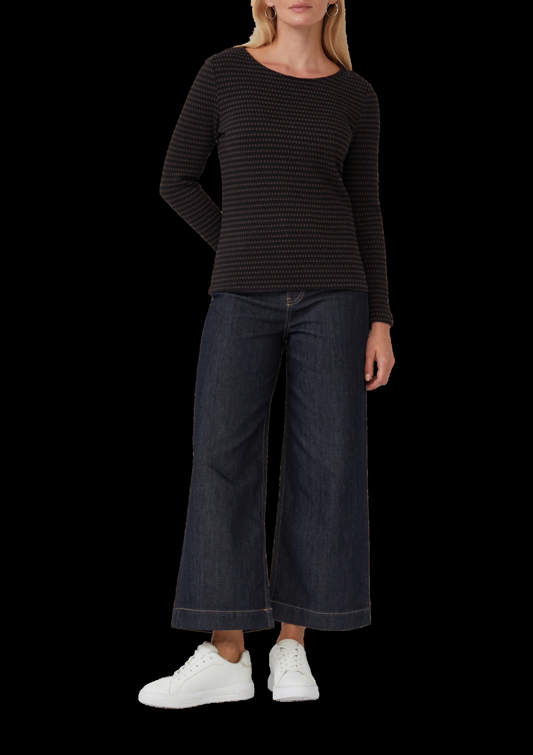 Bicolor-Shirt mit Strukturmuster