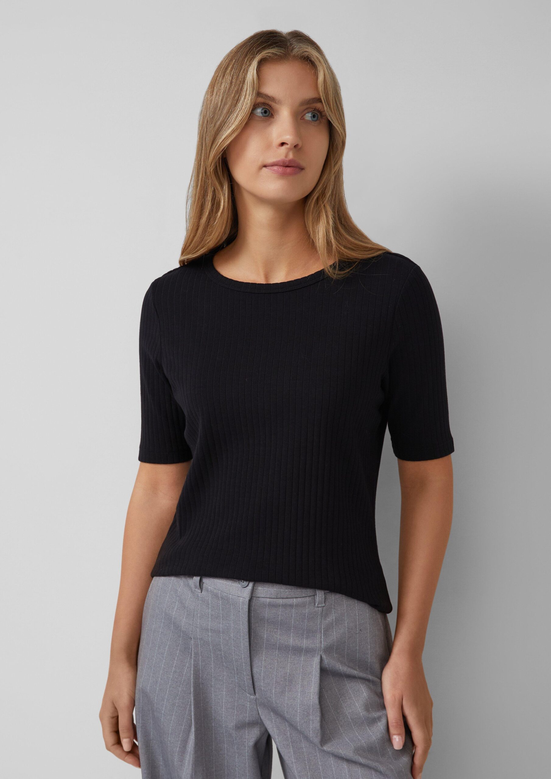 Geripptes Jerseyshirt aus Baumwollstretch