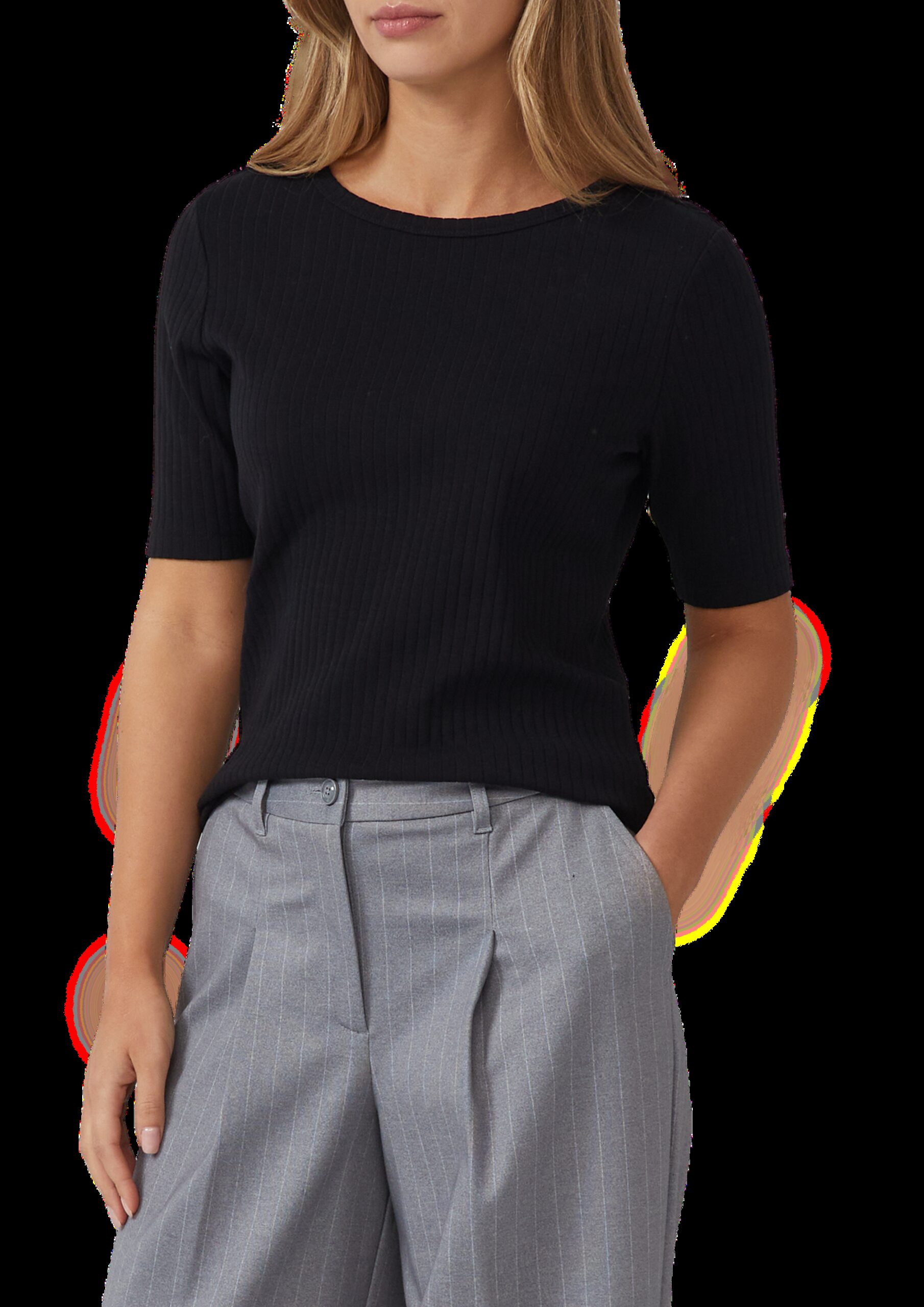 Geripptes Jerseyshirt aus Baumwollstretch