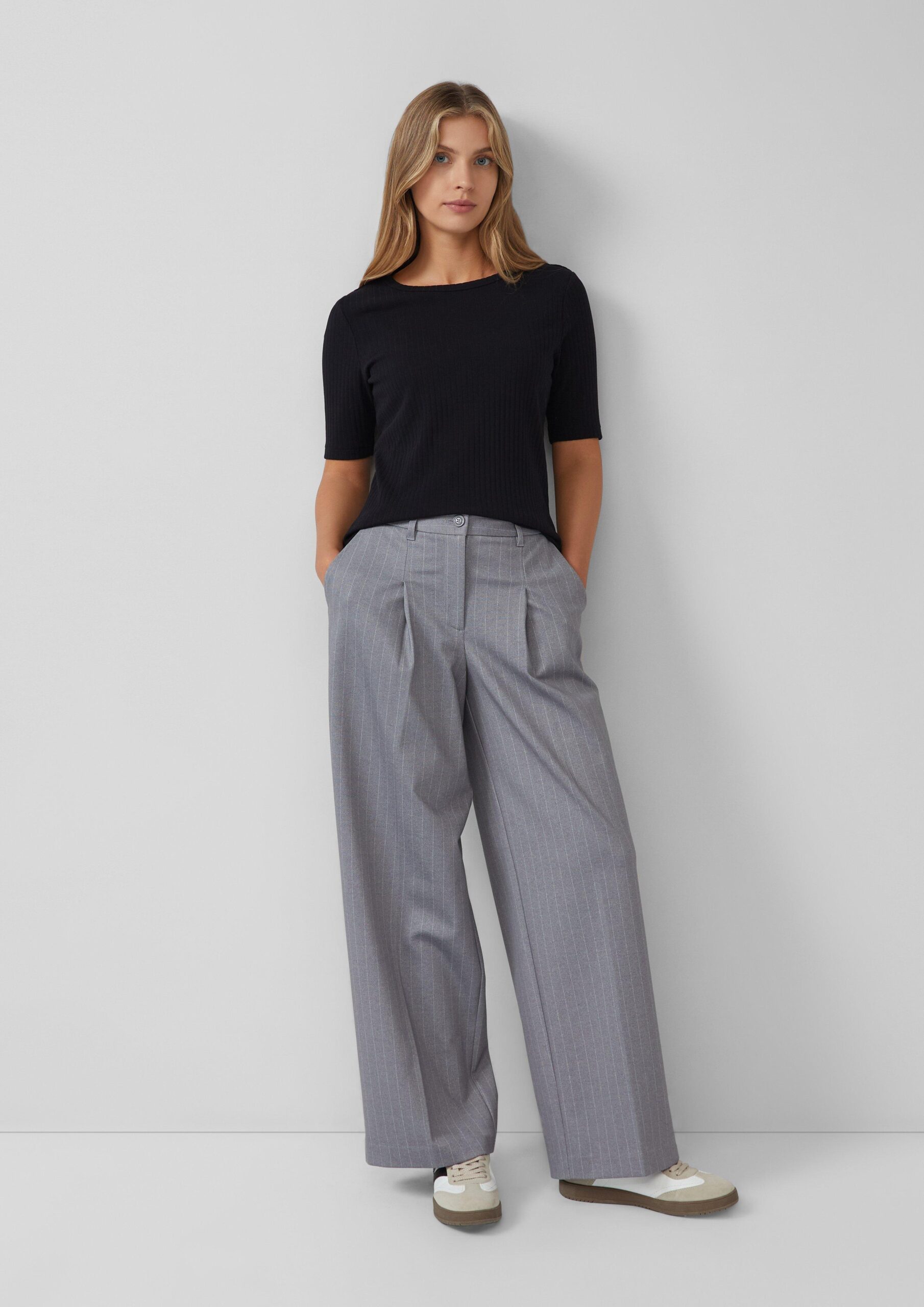 Geripptes Jerseyshirt aus Baumwollstretch