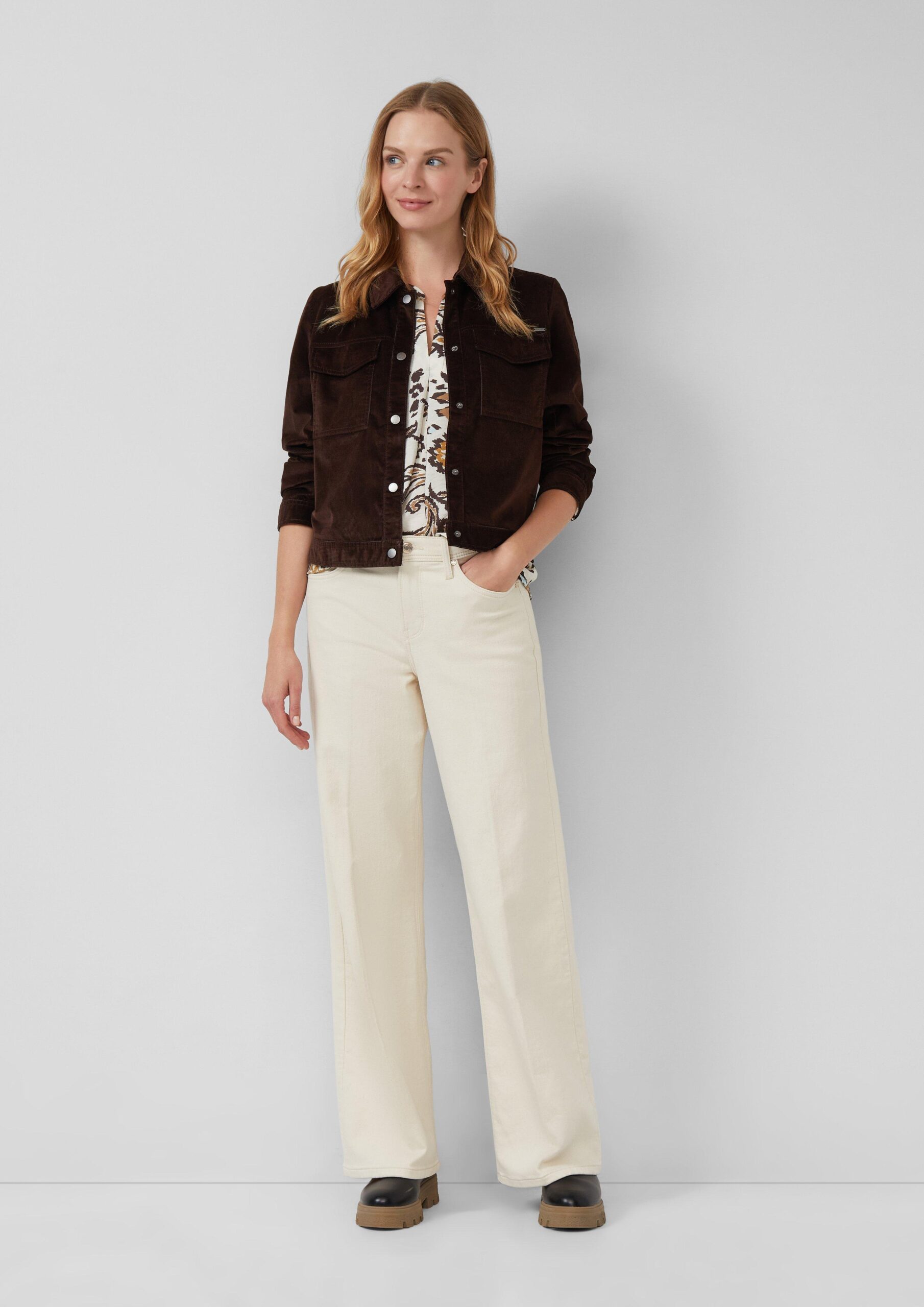 Strukturierte Viskosemix-Bluse mit All-over-Print