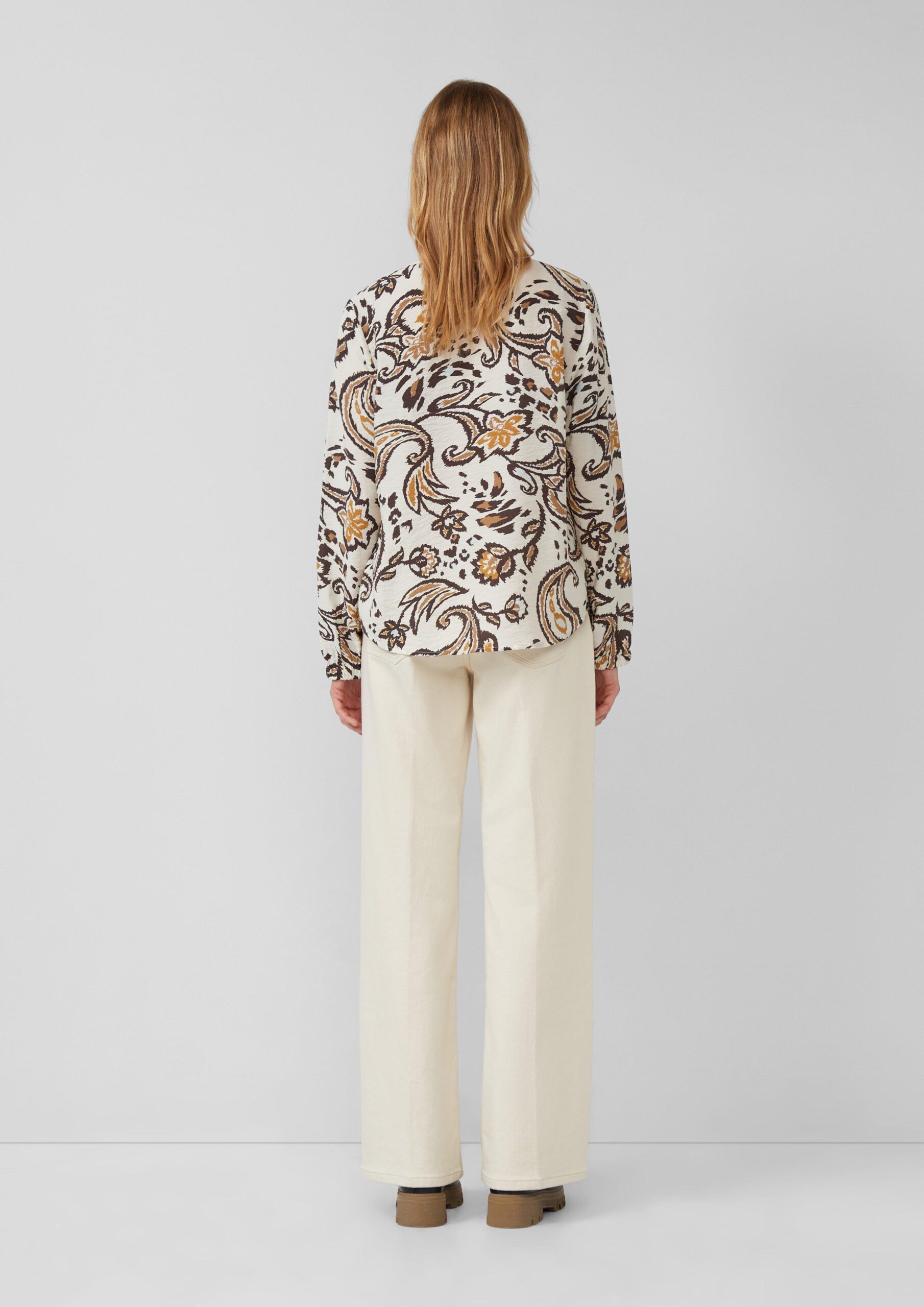 Strukturierte Viskosemix-Bluse mit All-over-Print