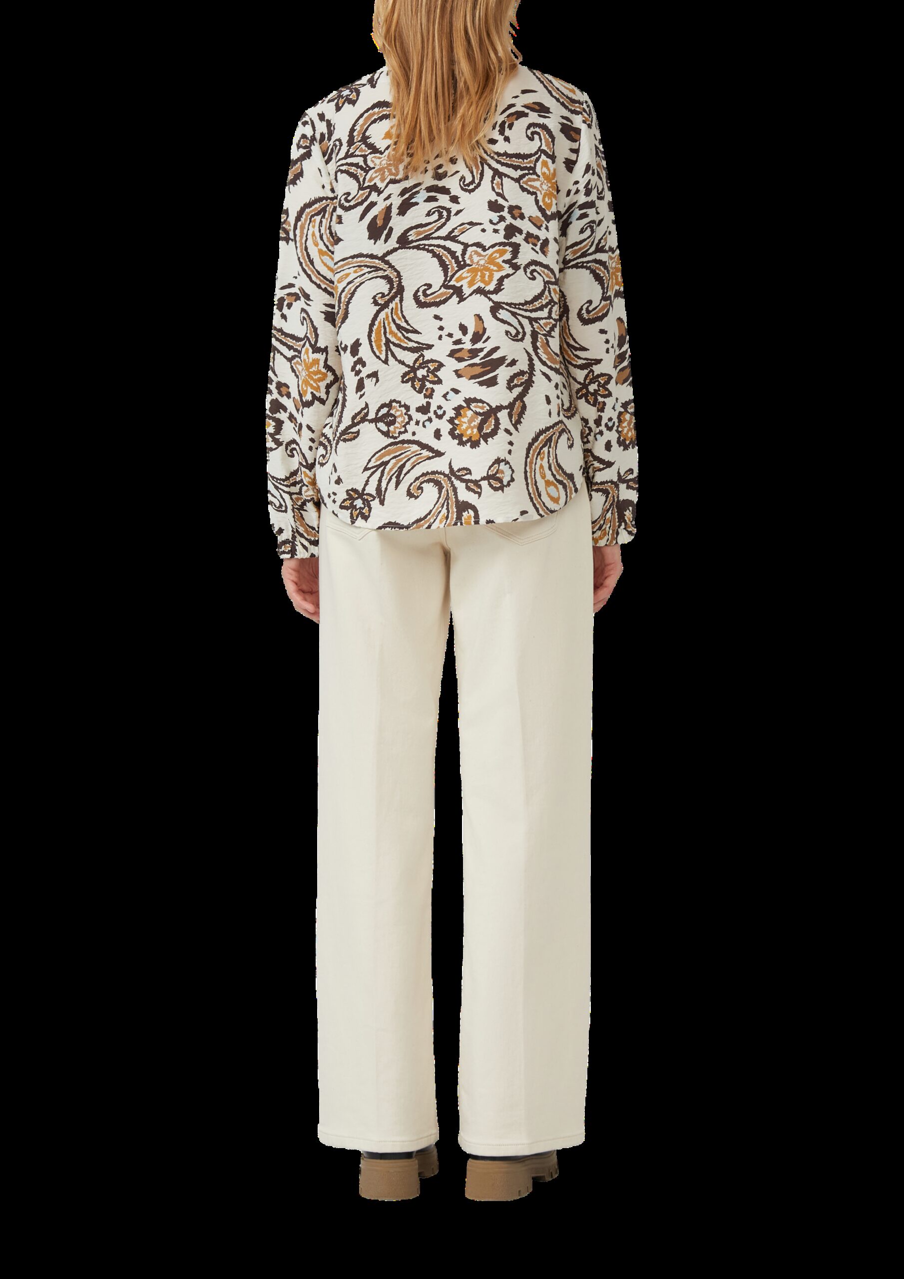 Strukturierte Viskosemix-Bluse mit All-over-Print