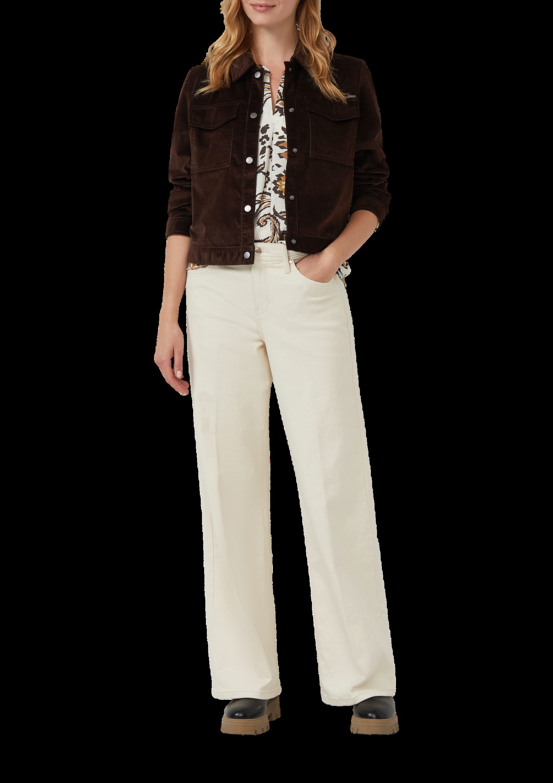 Strukturierte Viskosemix-Bluse mit All-over-Print