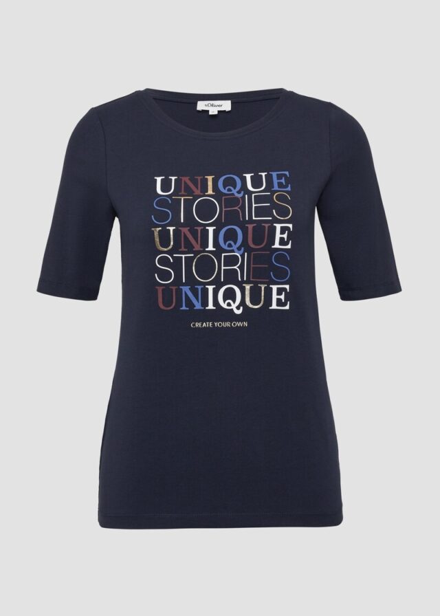 Jersey-Shirt im Slim Fit mit Frontprint