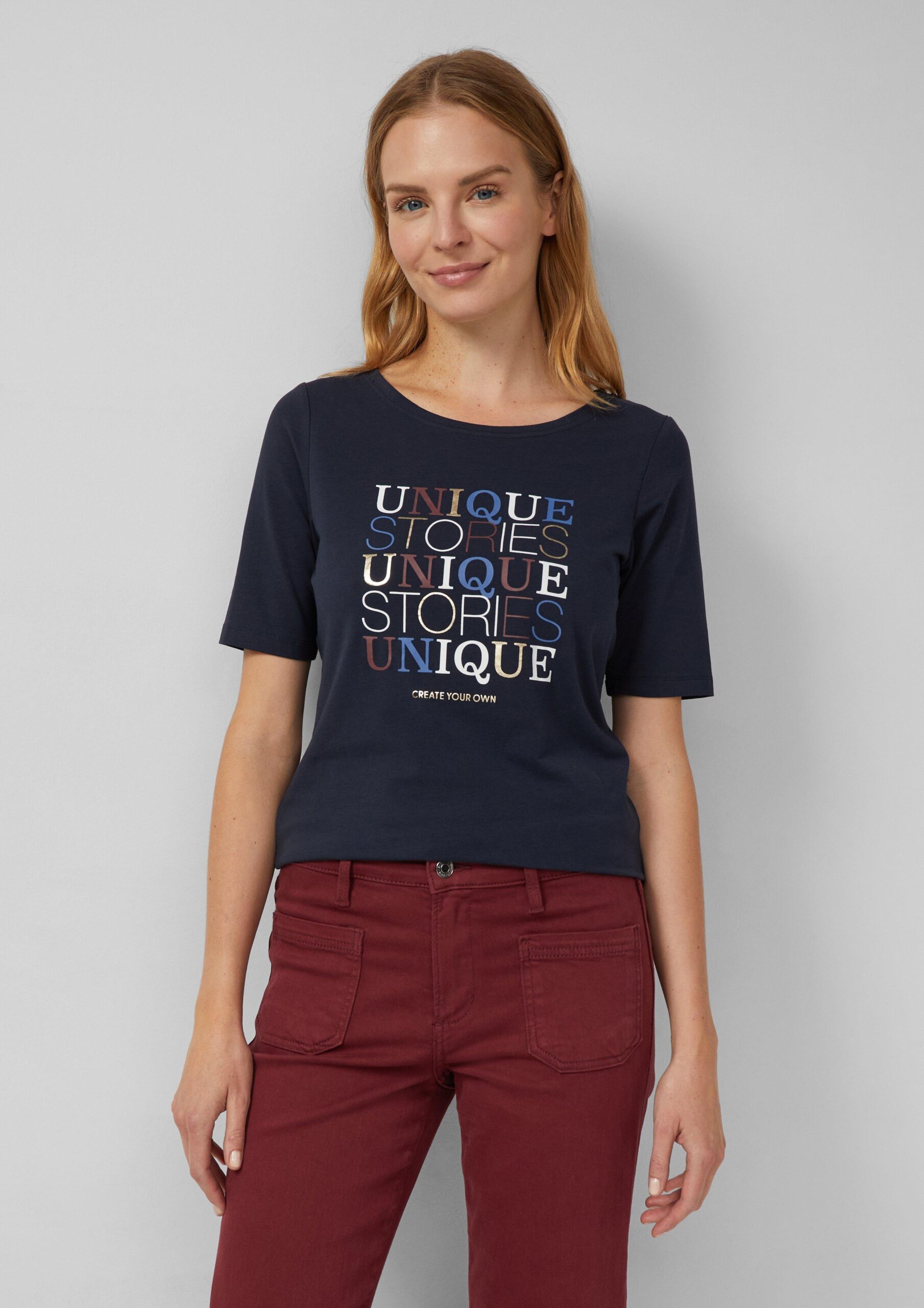 Jersey-Shirt im Slim Fit mit Frontprint