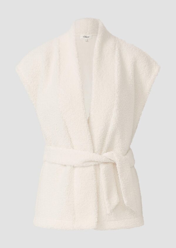 Leichte Teddyplüsch-Weste mit Gürtel