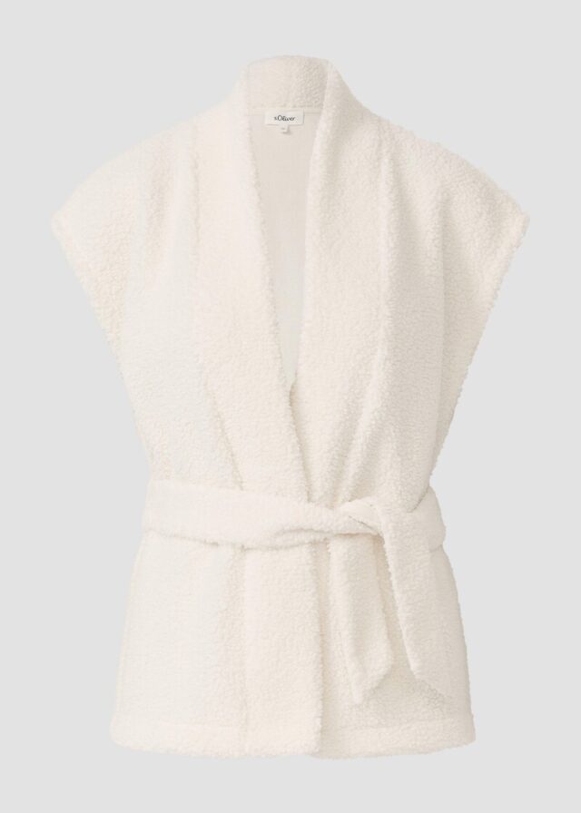 Leichte Teddyplüsch-Weste mit Gürtel