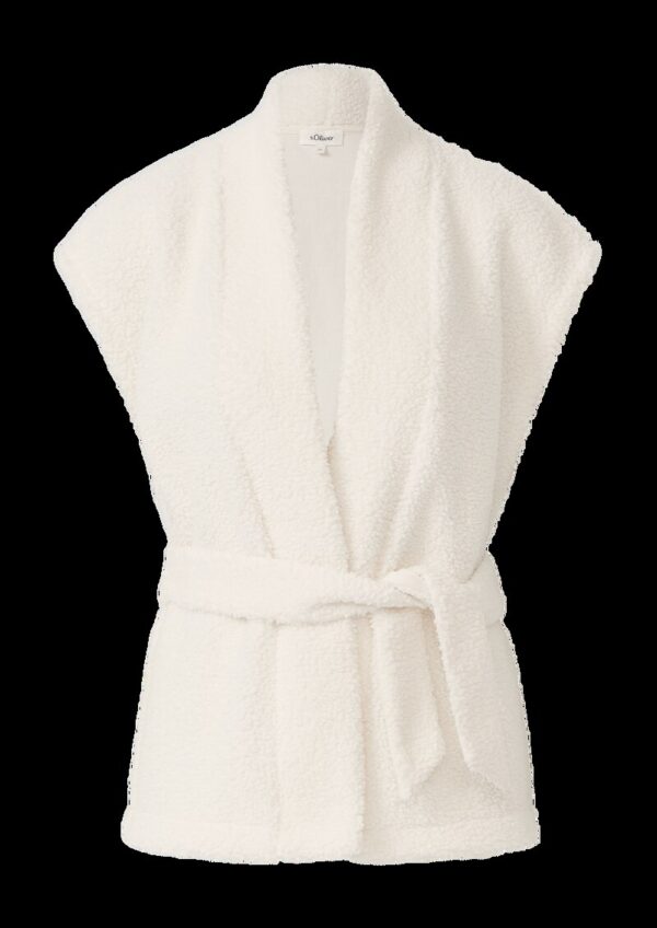 Leichte Teddyplüsch-Weste mit Gürtel